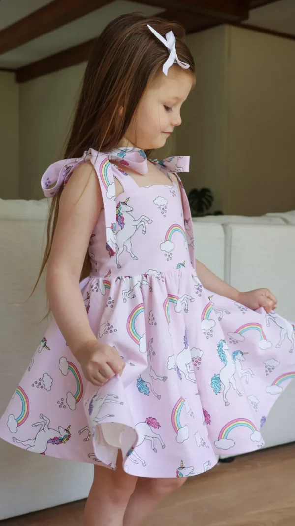 Girls Shoulder Tie Circle Skirt Princess Dress PDF Sewing Pattern 1T-12Y - Image 2