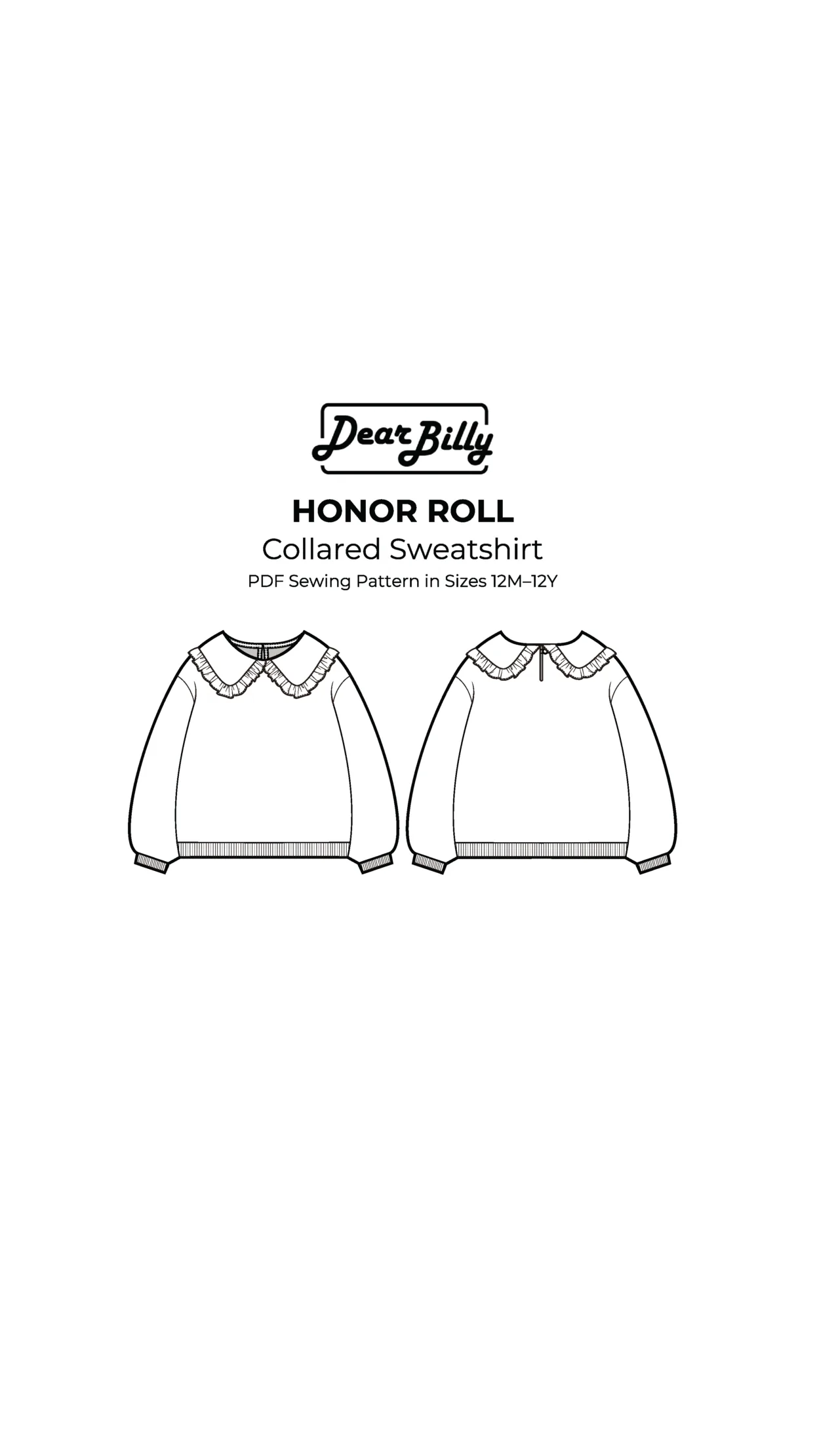 Ruffle Collar Pullover PDF Sewing Pattern 12M-12Y - Image 2