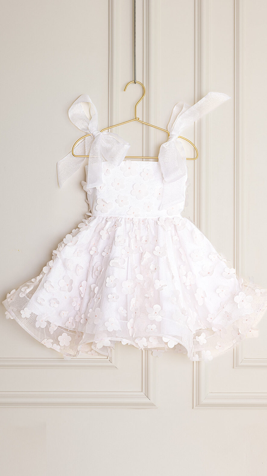 girls flower dress sewing pattern with smocked bodice and bow straps, toddler party dress pattern sizes 12 months to 12 years