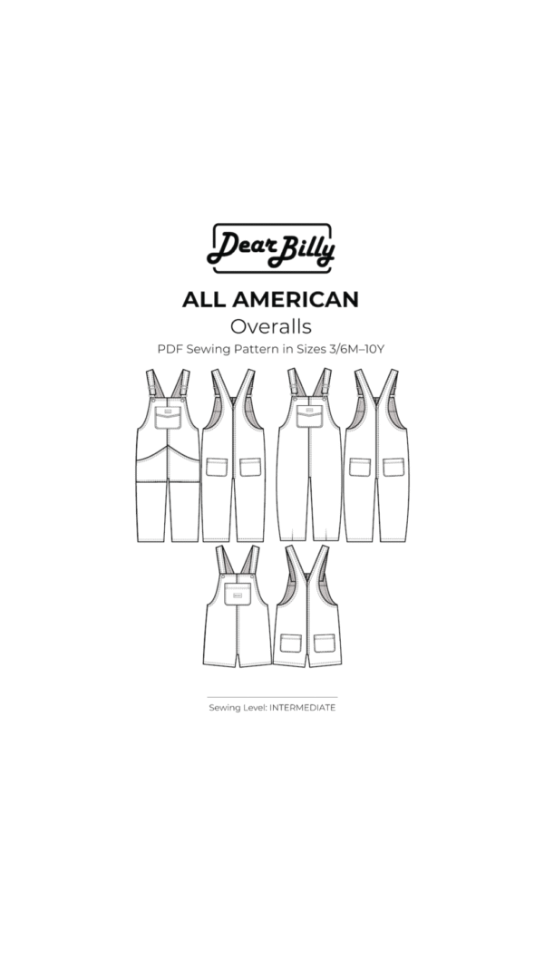 Work Overalls Pattern Overalls PDF Sewing Pattern 3/6M-10Y - Dear Billy Patterns