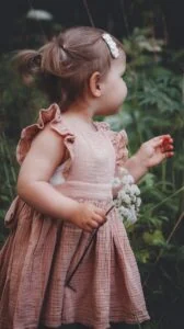 Front view of Tiny Dancer pinafore dress sewing pattern