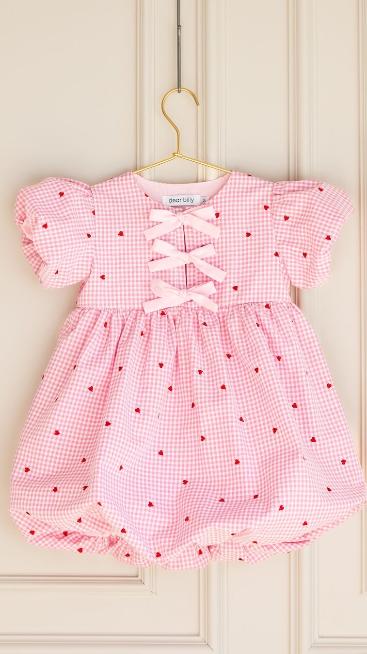 Handmade pink gingham dress for girls