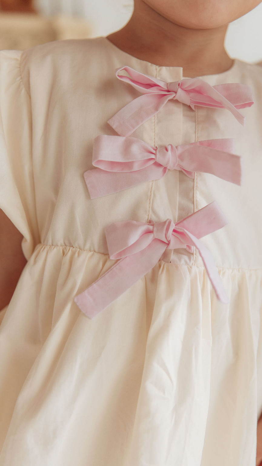 Bow placement detail on puff dress PDF sewing pattern