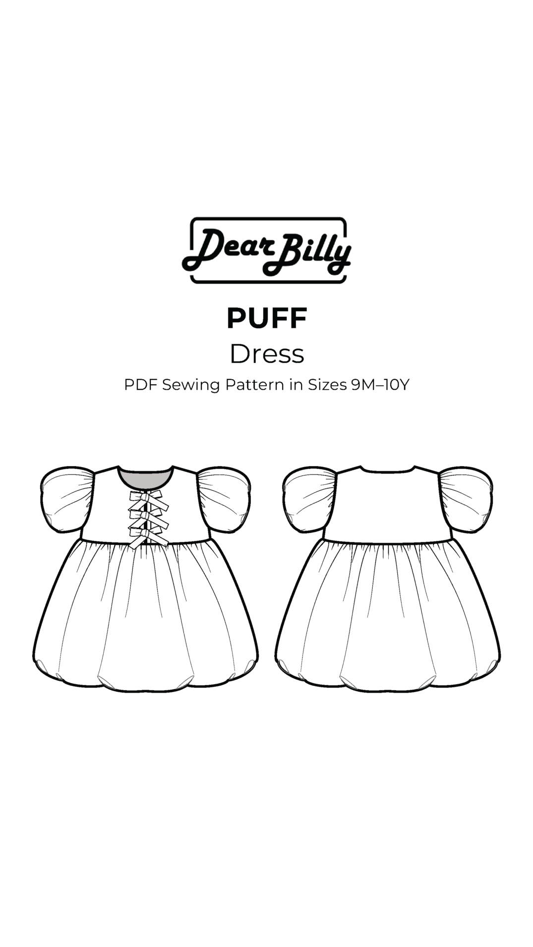 Bubble dress sewing pattern for girls sizes 9 months to 10 years