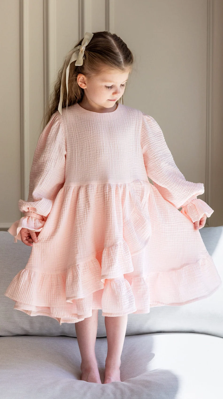 kids wrap dress sewing pattern pdf ruffle hem long sleeve buttercup dress