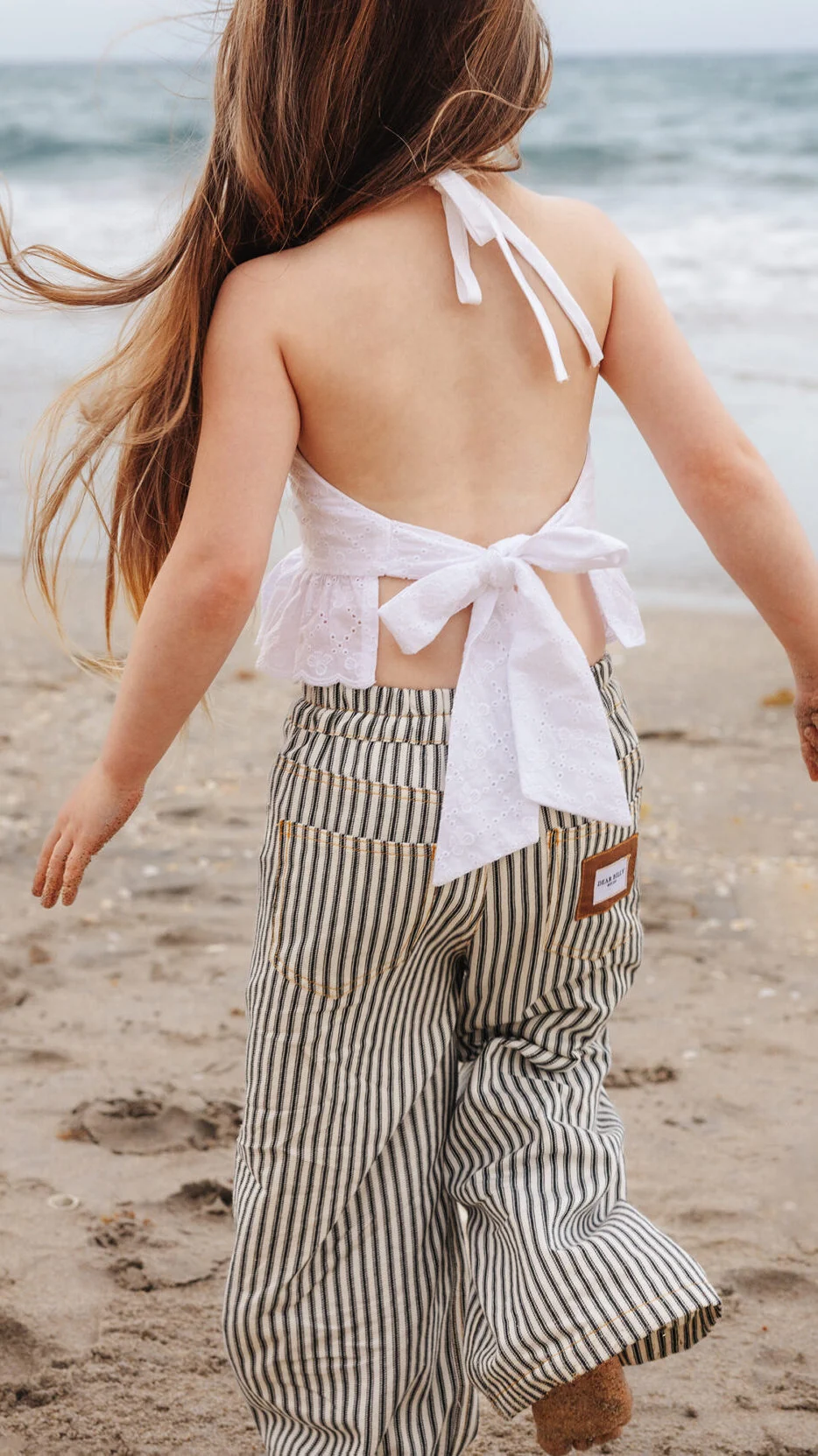 Girls summer top sewing pattern, halter neck blouse with bow back, digital download