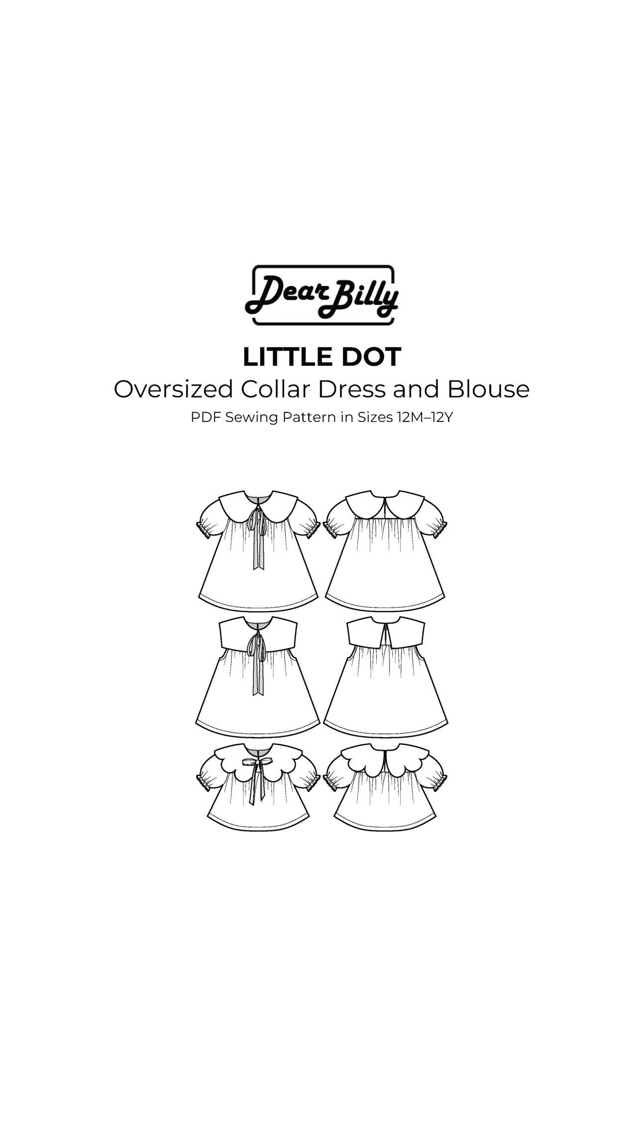 Elegant girls sewing pattern with round collar and classic heirloom-inspired styling
