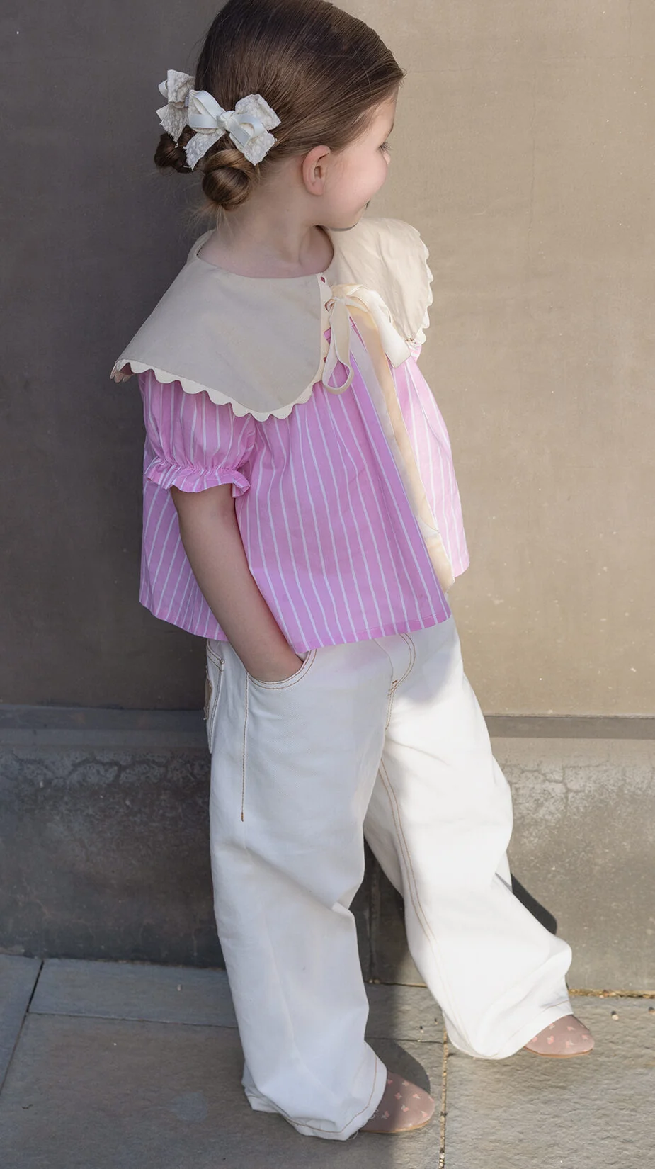 Children's blouse sewing pattern with oversized collar and comfortable loose silhouette