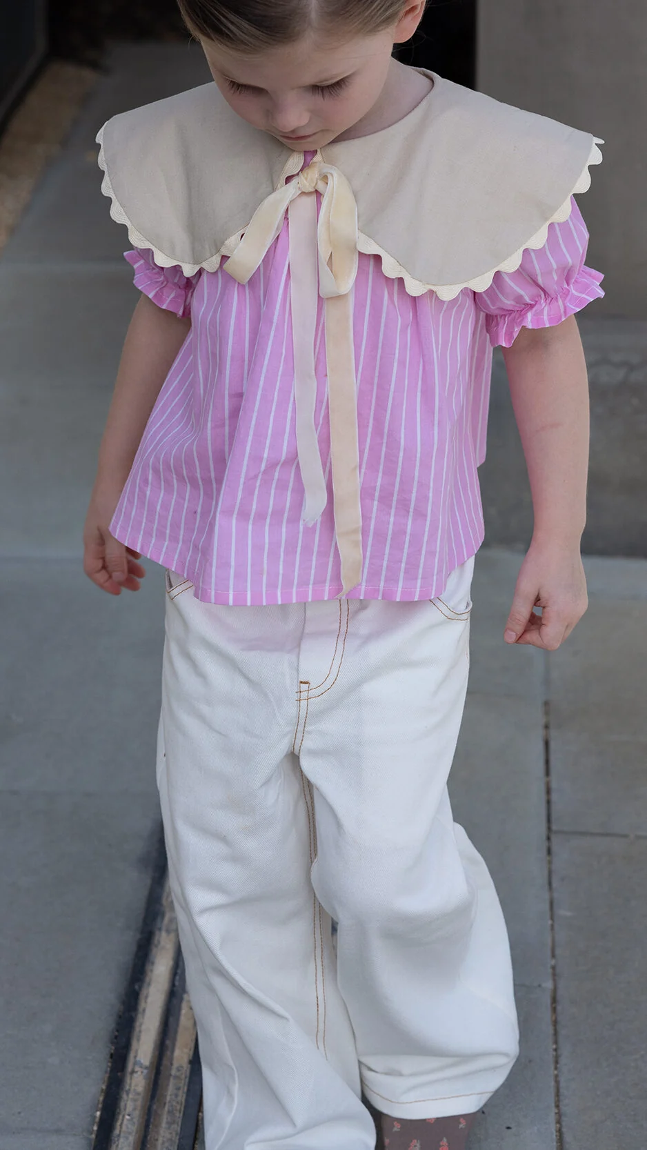 Oversized round collar blouse for girls trendy sewing pattern
