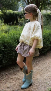 Children's bubble hem shorts sewing pattern for girls