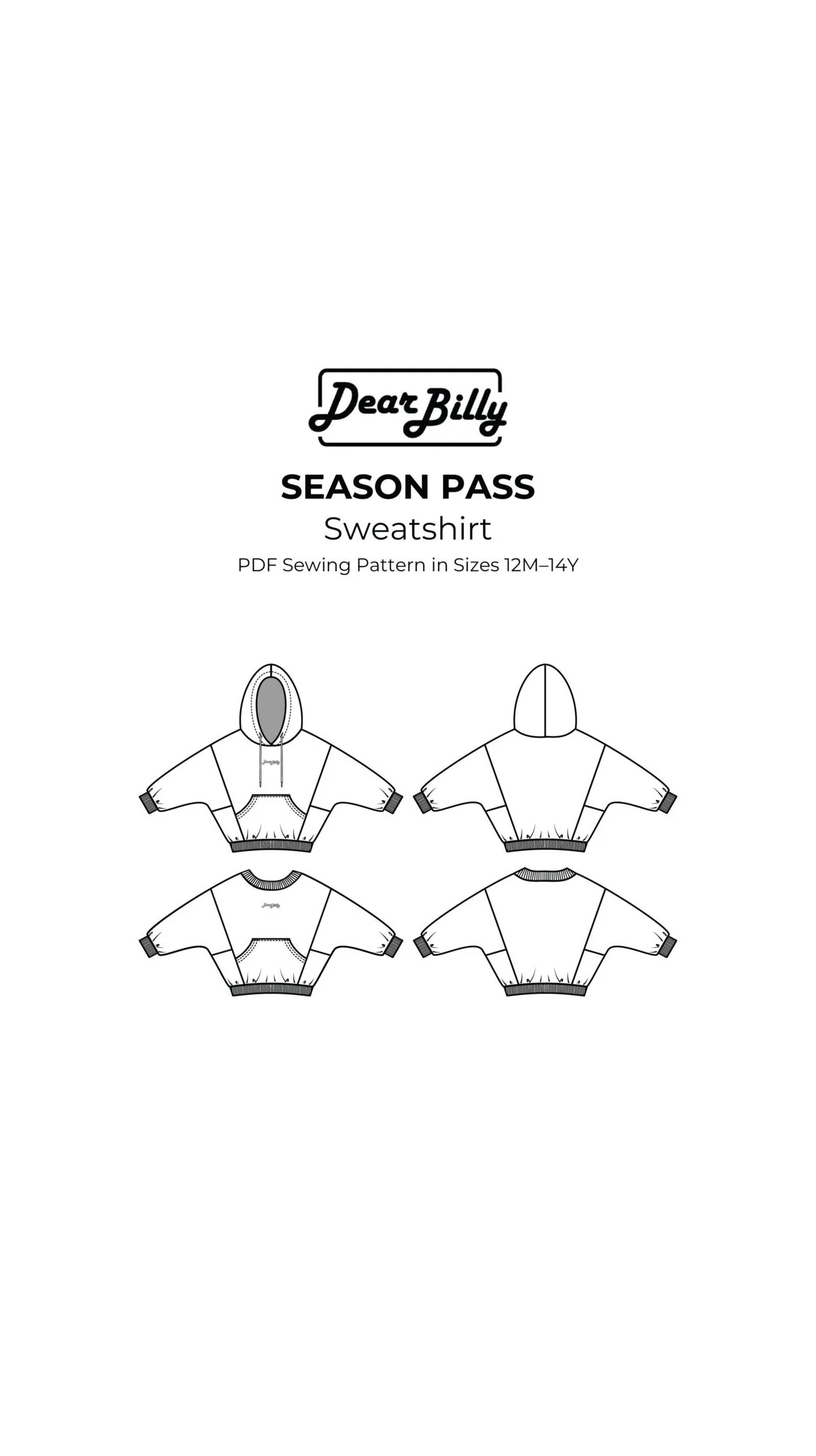 Season Pass modern kids sweatshirt hoodie sewing pattern